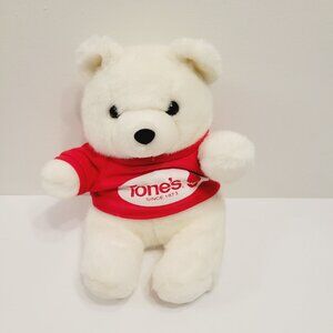Tones White Plush Bear With Red Shirt Logo Collectible Advertising Toy